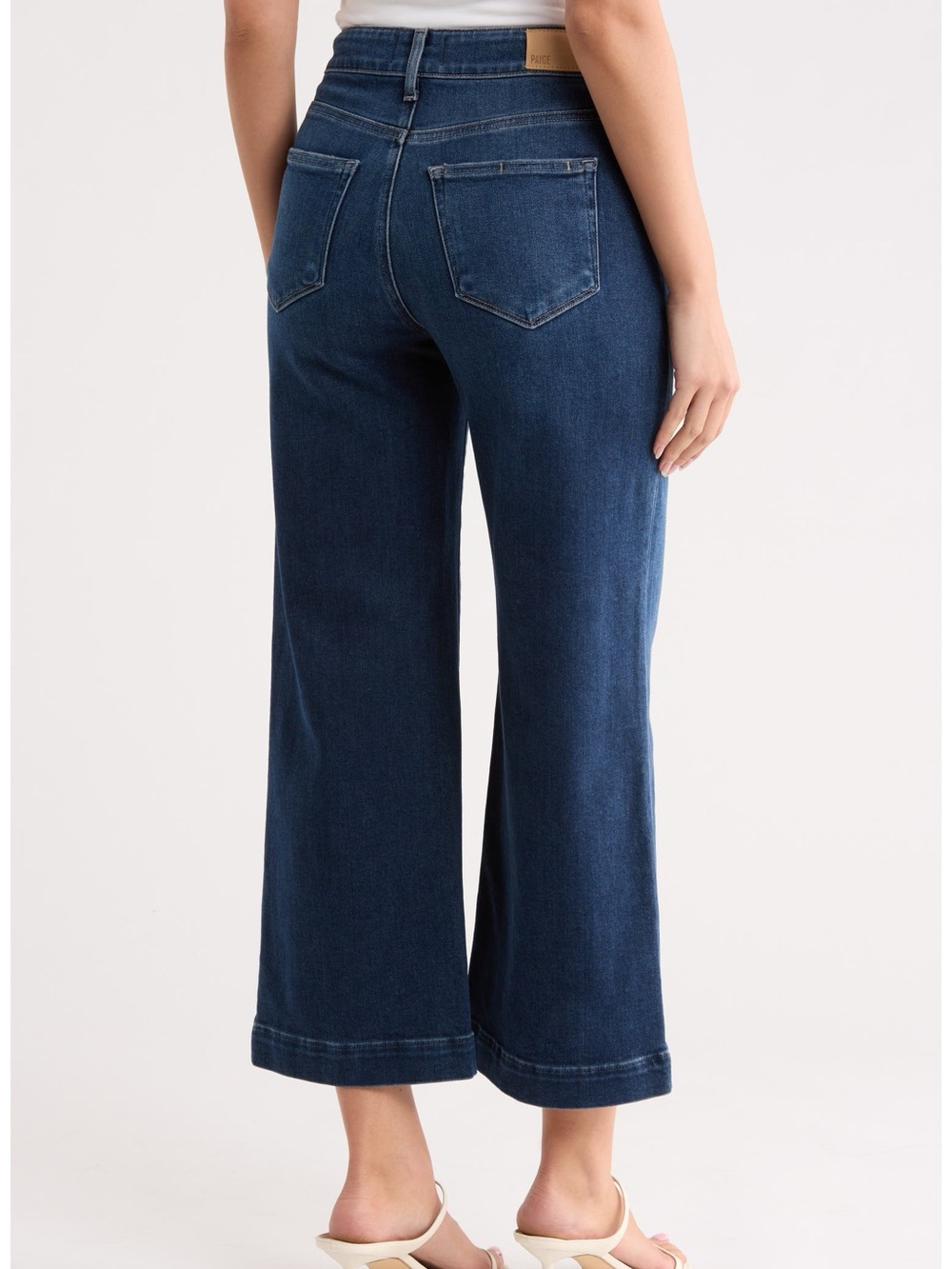 PAIGE Aneesa Dark Wash Ankle Wide Jeans Women’s Size 31 Premium Denim - Picture 2 of 7